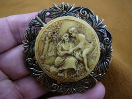 (cm156-4) Romantic Man Woman Ivory Cameo Pin Pendant Jewelry Necklace Brooch - £26.14 GBP