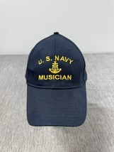 Vintage US Navy Musician Hat Cap Strap Back Blue USN Veteran Music Milit... - $24.74