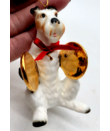 Vintage Schnauzer Dog Figurine with Gold Cymbals Bone China 3&quot; - $285.10 MXN