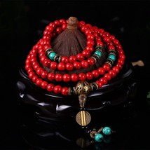 Wholesale Buddhist 108 Mala Prayer Bracelets 8MM Red Pine Stone Beads Women Men  - £17.91 GBP
