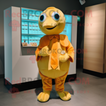 Peach Canary mascot costume character dressed with a Turtleneck and Coin purses - $1,309.00