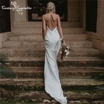 Simple Boho Wedding Dress Spaghetti Strap Chiffon Bridal Gown - £125.08 GBP
