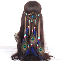 Bohemian Turquoise Feather Headband Gypsy Indian Headdress Dreamcatcher Hippie F - £27.70 GBP