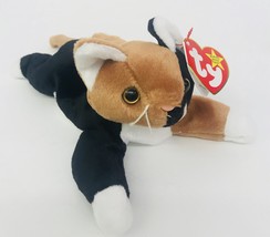 Ty Chip Cat Beanie Babies 9&quot; Date Of Birth January 26 1996 Black Lying D... - £11.01 GBP