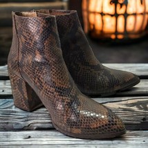 Steve Madden Size 7 Jillian Ankle Booties Leather Snake Print Western Wear - £29.65 GBP