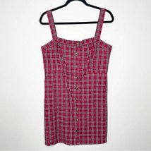 Hollister Red Plaid Y2K Academia Preppy Mini Button Up Dress size Large - £21.97 GBP
