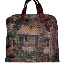 French Cafe Tapestry Bag, French Carpet Bag, Tapestry Carpet Bag, XXL Bag - £190.60 GBP