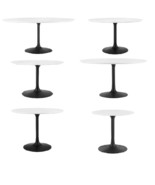Tulip Style Dining Table White Round Wood Tabletop Black Pedestal Stem –... - $10,214.15 MXN+