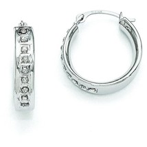 White Gold IJ Diamond Hoop Earrings Jewerly 17mm x 5mm - £116.64 GBP