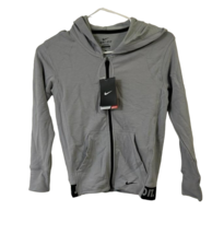 Nike Girl&#39;s Obsessed Full Zip Long Sleeve Hoodie Training Jacket,Wolf Grey,Small - £27.68 GBP