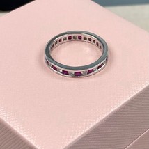0.58 Ct White Diamond Red Ruby Wedding Band 14k Gold Channel Setting - $16,589.75 MXN