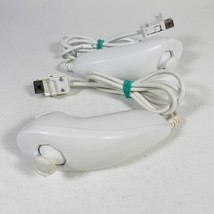 Nintendo Wii White Nunchuck Controller Lot Of 2 RVL-004 (OEM Official) T... - $13.06