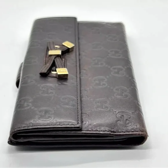 GUCCI Long Wallet Sima Leather Brown WALLET Authentic - $299.00