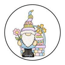 30 EASTER ENVELOPE SEALS LABELS STICKERS 1.5&quot; ROUND GNOME EGG FLORAL BASKET - £5.89 GBP