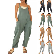 Summer Women&#39;s Loose Sleeveless Jumpsuits Spaghetti Strap Long Pant Romper Jumps - £16.43 GBP