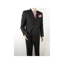 Men Pacelli Double Breasted Suit Classic Peak Lapel Pleated pants GILBERT Black image 6