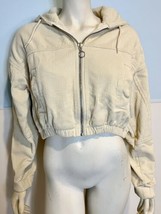 BDG Urban Outfitters Off White Corduroy Hooded Cropped Zip Front Jacket Size S - £22.40 GBP