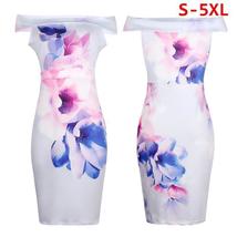 Off Shoulder Floral Watercolor Dress - £26.11 GBP