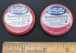 Lot of Two (2) Vintage Country Club Dairy Milk Bottle Cap 2&quot; Dia Kansas City MO - £7.46 GBP