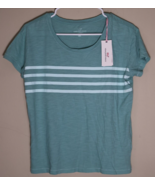 Vineyard Vines Placed Stripe Surftee T-Shirt Sea Clay Green Women’s XXS NWT - $24.75