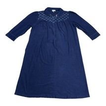 Vintage Beverly West Blue Embroidered Half Zip Up Nightgown 1X Dressing ... - £44.13 GBP