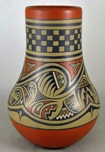 Vintage Santa Clara 9&quot; Avanyu, Checkered Pottery Vase Margaret/Luther Gutierrez - £2,099.13 GBP
