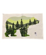 Pacific Northwest Cotton Throw Rug Bear Green Trees Forest Beige 20 x 31.5 - $276.80 MXN