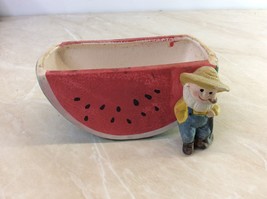 Enesco Watermelon with farmer planter dish vintage 1975 collectible figu... - £38.22 GBP