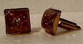 Vintage Retro 1970&#39;s Super Disco Glam Opalescent Glitter Shirt Cuff Links - $8.00