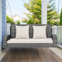 Porch Swing Bench Chair Cushion 2-Person Patio Wicker Hanging 800-lbs Ca... - £179.29 GBP