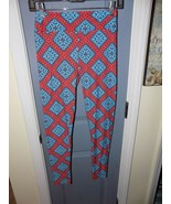 Lularoe Turquoise &amp; Salmon Geometric Design Leggings Size OS Women&#39;s EUC - €21,33 EUR