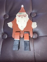 8-1/4&quot; Vintage Folk Art Primitive Handmade Jointed Leg Santa Claus - He Sits! - £9.06 GBP