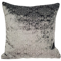 Artemis Pewter Gray Velvet Throw Pillow 20x20 - £45.47 GBP
