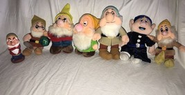 Lot 6 DWARF Disney Store Parks Dwarves Plush Dolls &amp; 1 PVC Figure Snow W... - £19.97 GBP