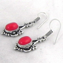 925 Argent Sterling Corail Pierre Précieuse Main Chaton&#39; Oreilles BES-1232 - £22.49 GBP