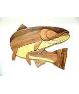 Steelhead Trout Fish Fishing Intarsia Wood Wall Art Home Decor Plaque Lo... - £45.90 GBP