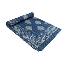 Traditional Jaipur Indigo Color Leaf, Beautiful Vintage Indian Cotton Handmade B - £55.93 GBP