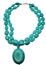Lucas Lameth Double Stand Turquoise Sterling Silver Necklace &amp; Pendant - £58.66 GBP