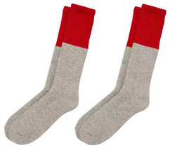 Northeast Outfitters Men&#39;s Heavyweight Bootsock 2-Pack Grey Red Fits Siz... - €8,55 EUR