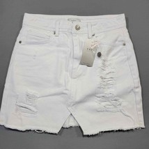 O&amp;O Denimwear Womens Skirt Mini Size S White New Distressed Ripped Jean Unlined - £10.23 GBP