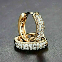 1.5Ct Round Cut VVS1 Diamond Huggie Hoop Clip-on Earrings 14K Yellow Gold Finish - £65.75 GBP