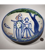 M A Hadley Pottery Farmer &amp; Wife Country Scene Blue 11&quot; Large Pasta Serv... - £99.11 GBP