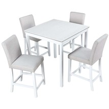 White Counter Height Dining Set: 5pc Wood Table &amp; Chairs - $453.99