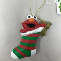 Kurt Adler Sesame Street 3.25&quot; Elmo in Green Stocking Christmas Ornament - £13.92 GBP