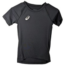 Kids Black Compression Shirt Asics Youth Medium Active Wear Workout Top - £18.54 GBP