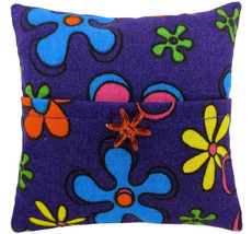 Tooth Fairy Pillow, Purple, Flower Print Fabric, Orange Star Bead Trim f... - $4.95