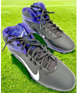 nike zoom alpha taron elite 3/4 TD Black-Purple Men&#39;s sz 15 cleat NEW 53... - $24.48