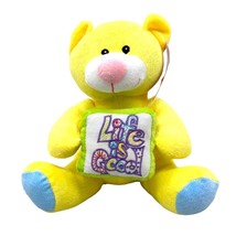 Sugar Loaf Toys 10&quot; Yellow Bear Pink Nose Blue Feet Embroidered Life Is Good - £11.87 GBP