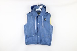 Vintage 80s Ralph Lauren Mens XL Hooded Spell Out Crest Sailing Vest Jacket Blue - £79.09 GBP