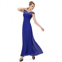 Blue Evening Gown   Ball Gown Formal Evening Dresses Sleeveless Lace Decolletage - £52.08 GBP